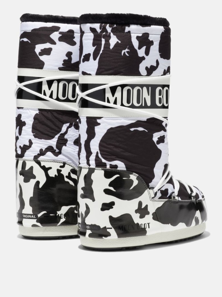 MOON BOOT LAB69 ICON COW-PRINT Schneestiefel Damen Schwarz | Schweiz OHE-916473