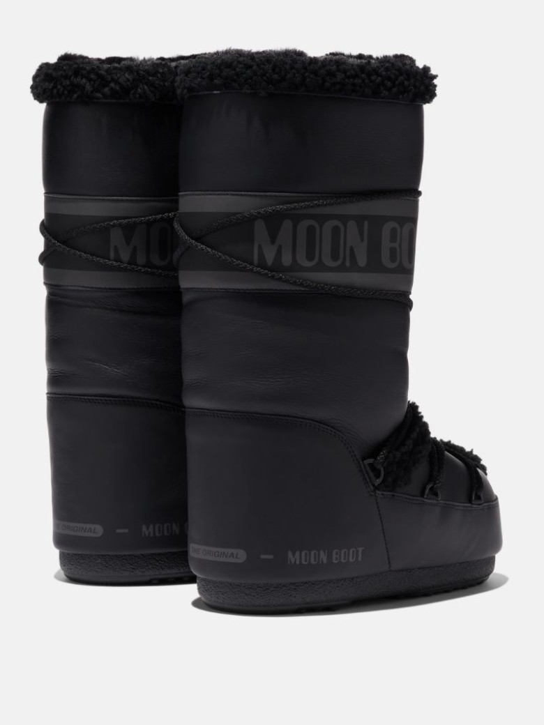 MOON BOOT LAB69 ICON MATTE-LEATHER Schneestiefel Damen Schwarz | Schweiz AKH-870263