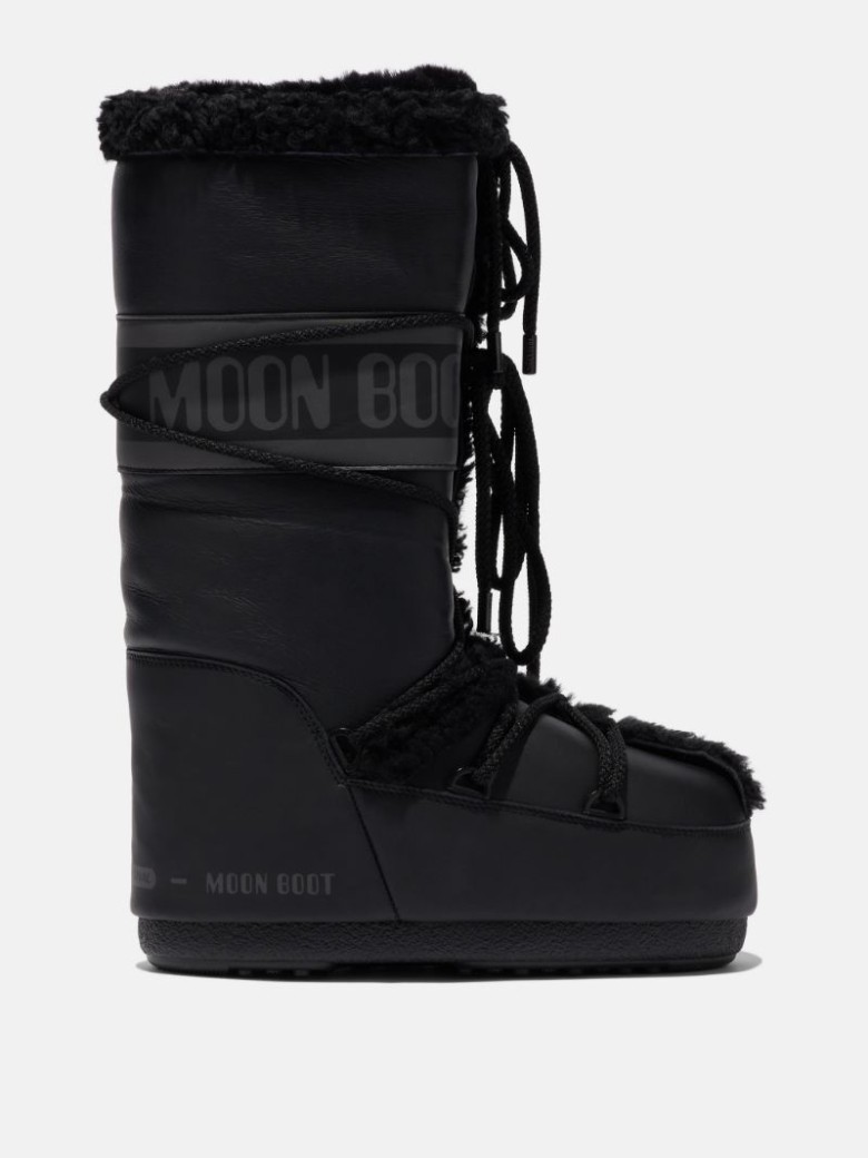 MOON BOOT LAB69 ICON MATTE-LEATHER Schneestiefel Damen Schwarz | Schweiz AKH-870263