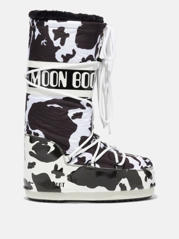 MOON BOOT LAB69 ICON COW-PRINT Schneestiefel Damen Schwarz | Schweiz OHE-916473